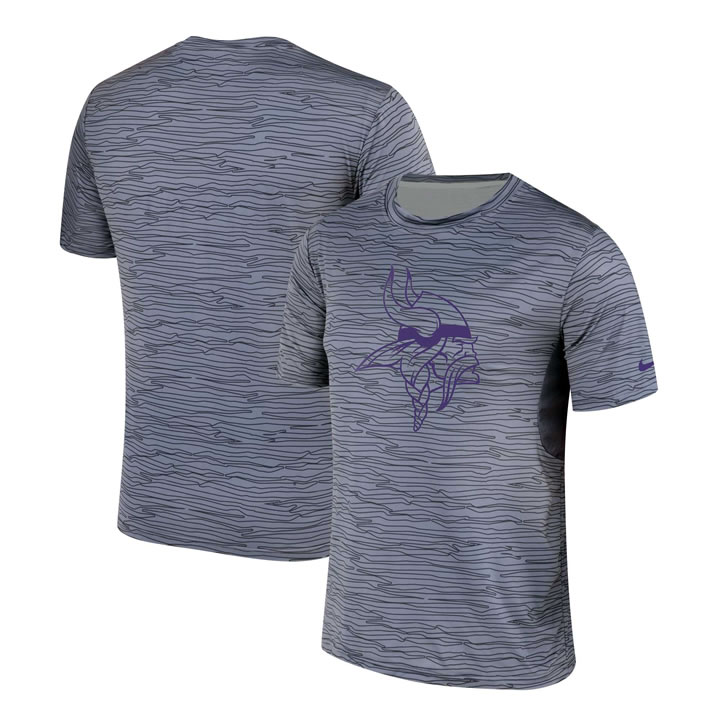 Minnesota Vikings Nike Gray Black Striped Logo Performance T-Shirt,We sell and wholesale Minnesota Vikings Nike Gray Black Striped Logo Performance T-Shirt on line form chian!